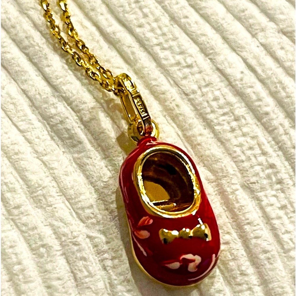 red enamel and 14k gold shoe charm
